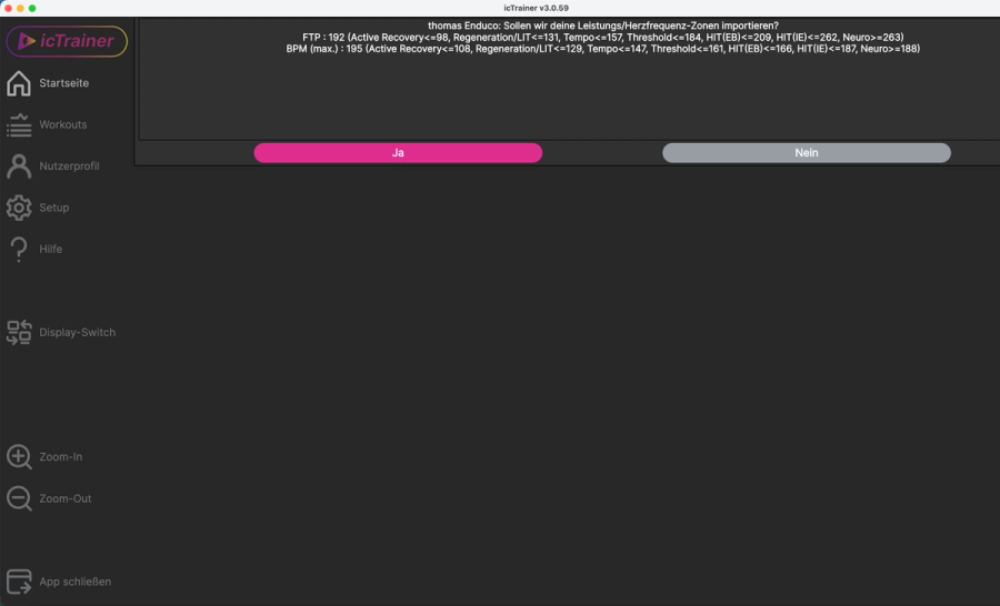 IC Trainer dialog with options to continue or cancel the connection.