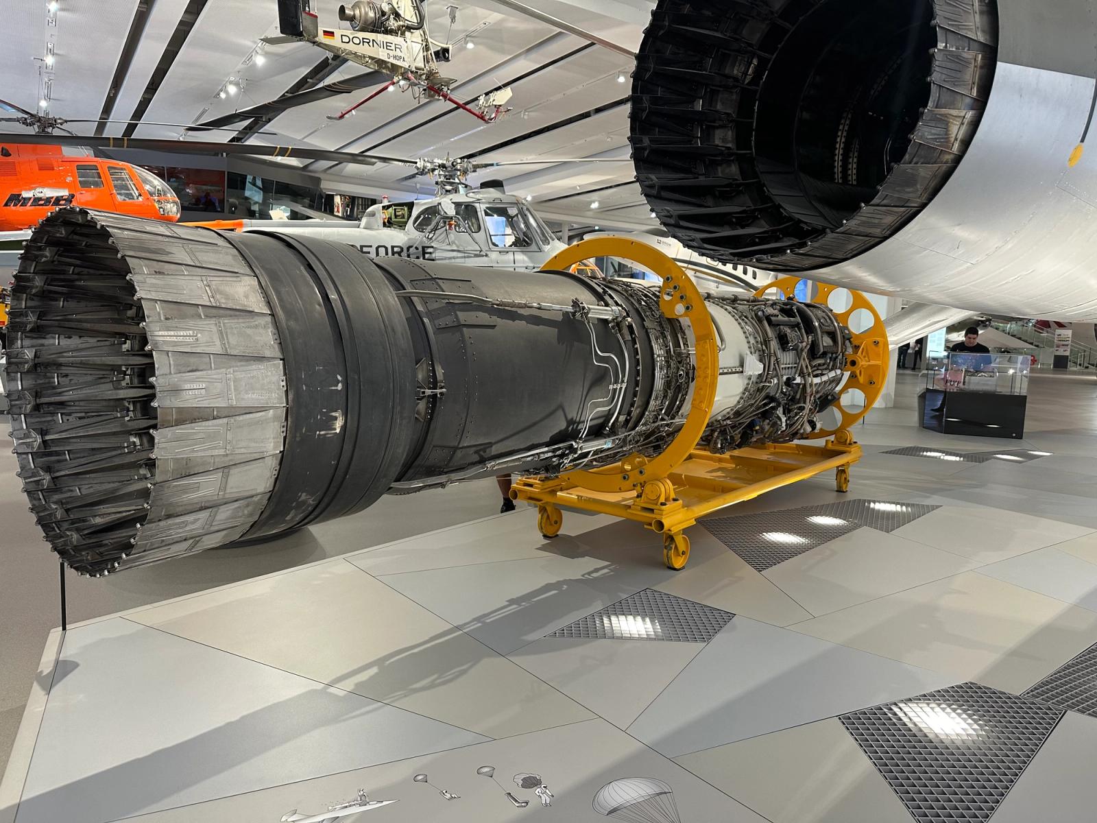 The Lockheed F104 Starfighter fighter jet with its engine exposed