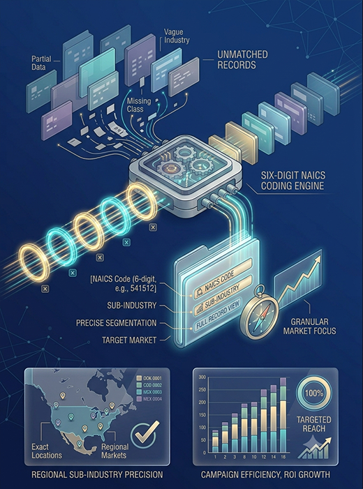 NAICS code match service classifying business records