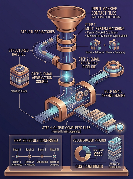 Bulk email append enriching large contact files