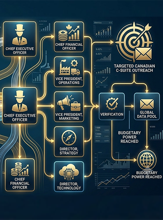 Canadian top executives mailing data mapped across C-suite roles
