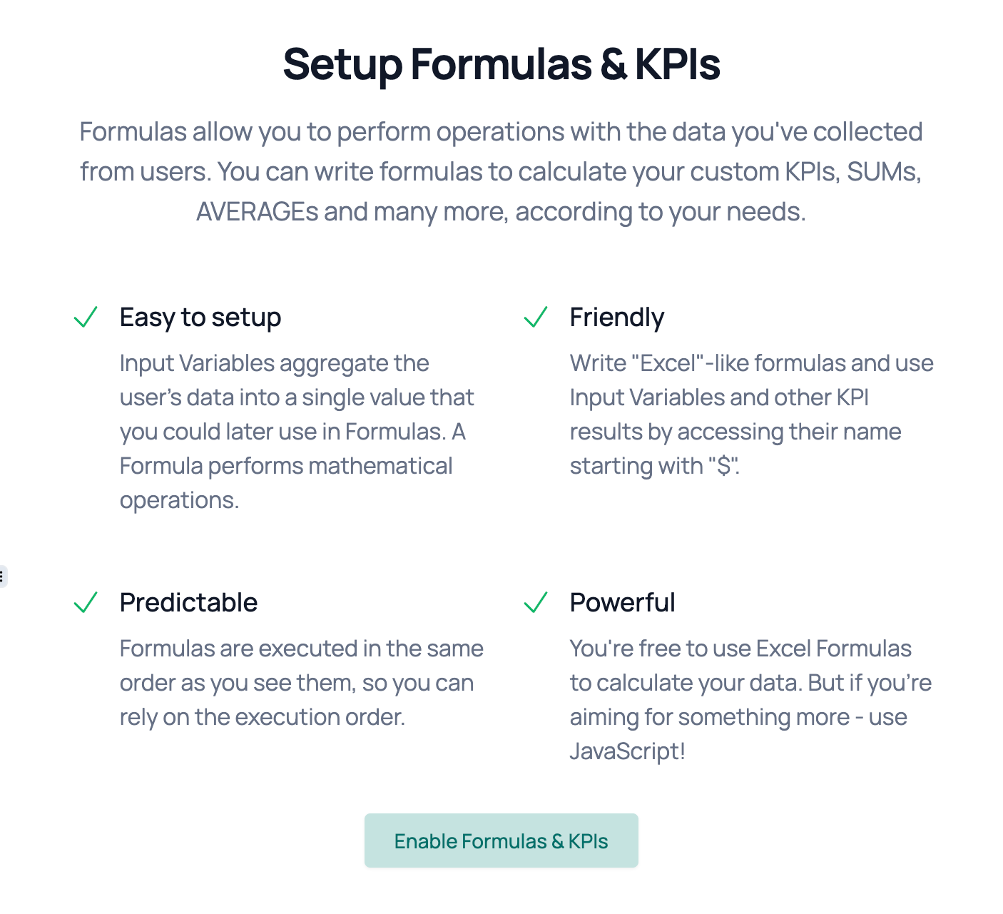 Capptions KPIs and Formulas