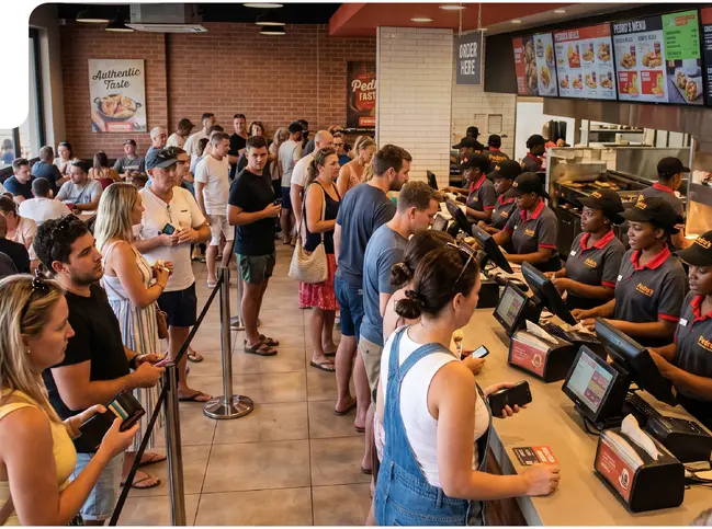 Customers waiting to be served.
