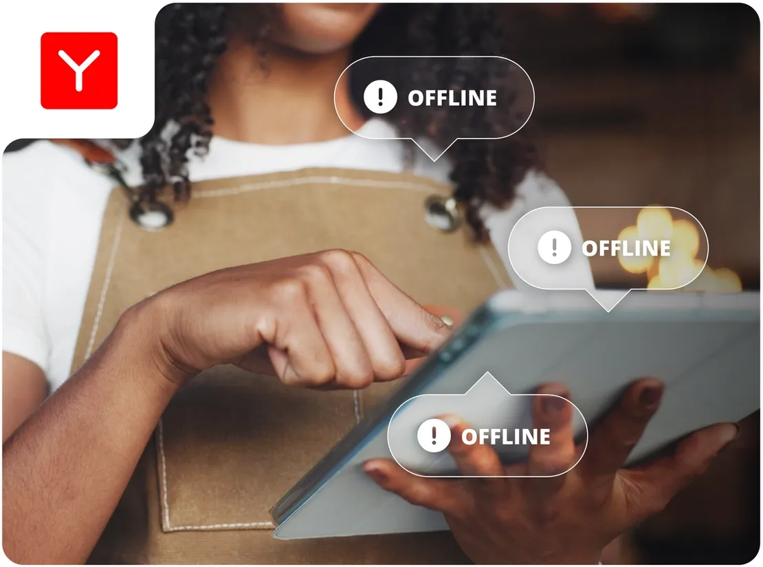 Restaurant staff using tablet