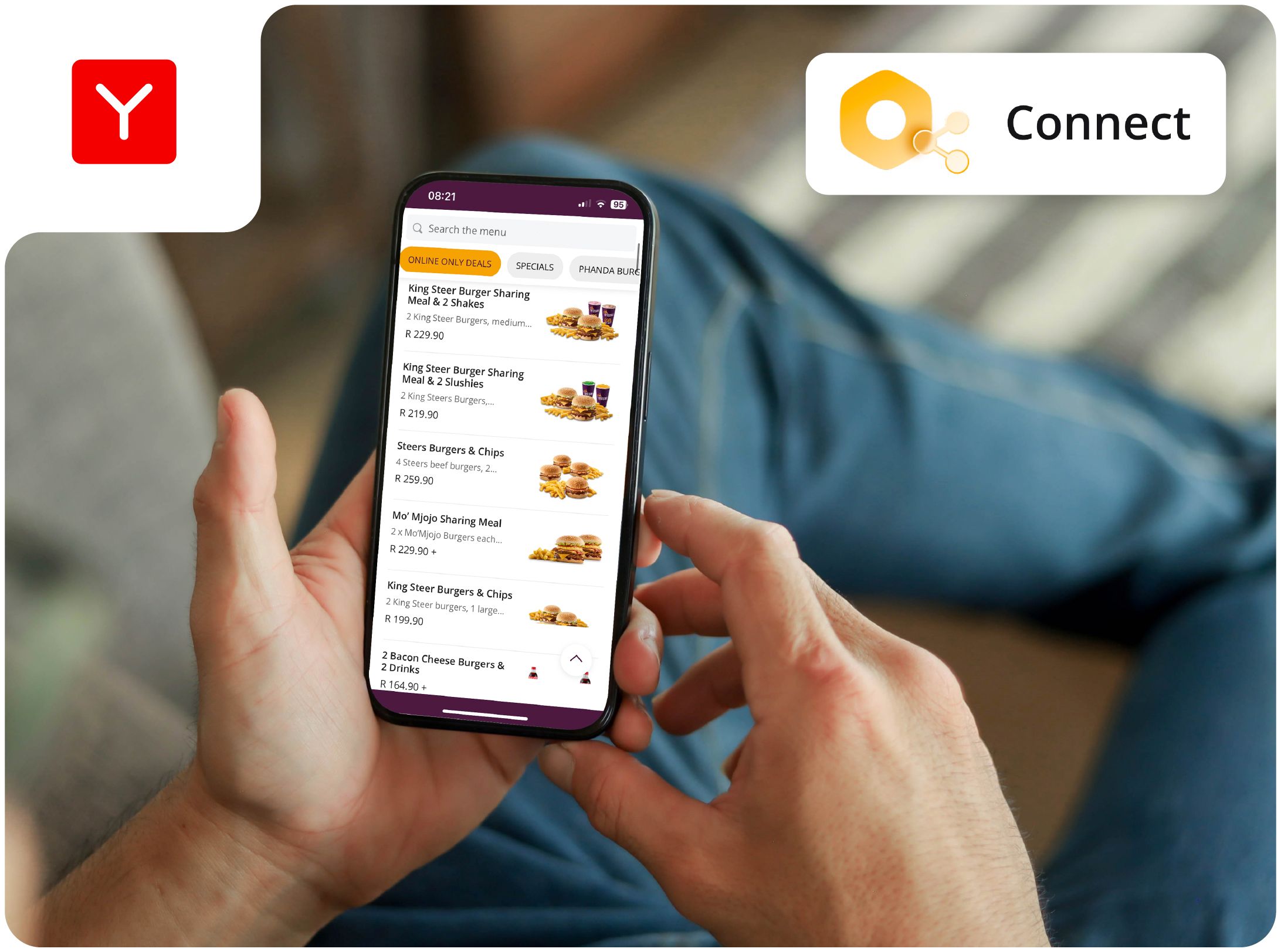 Connect menu on app