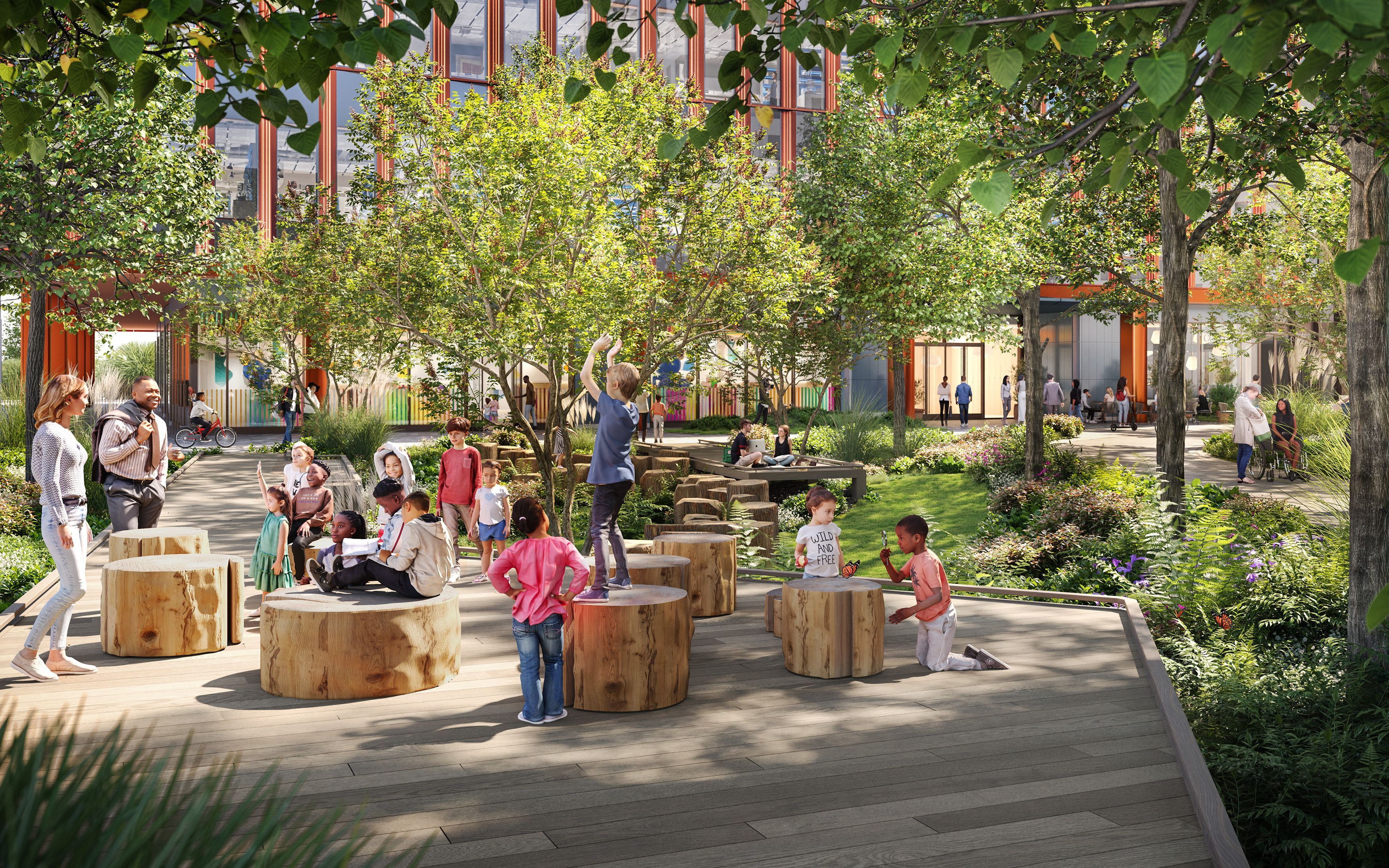 Allstonway, a public open space designed as part of the Enterprise Research Campus in Allston.