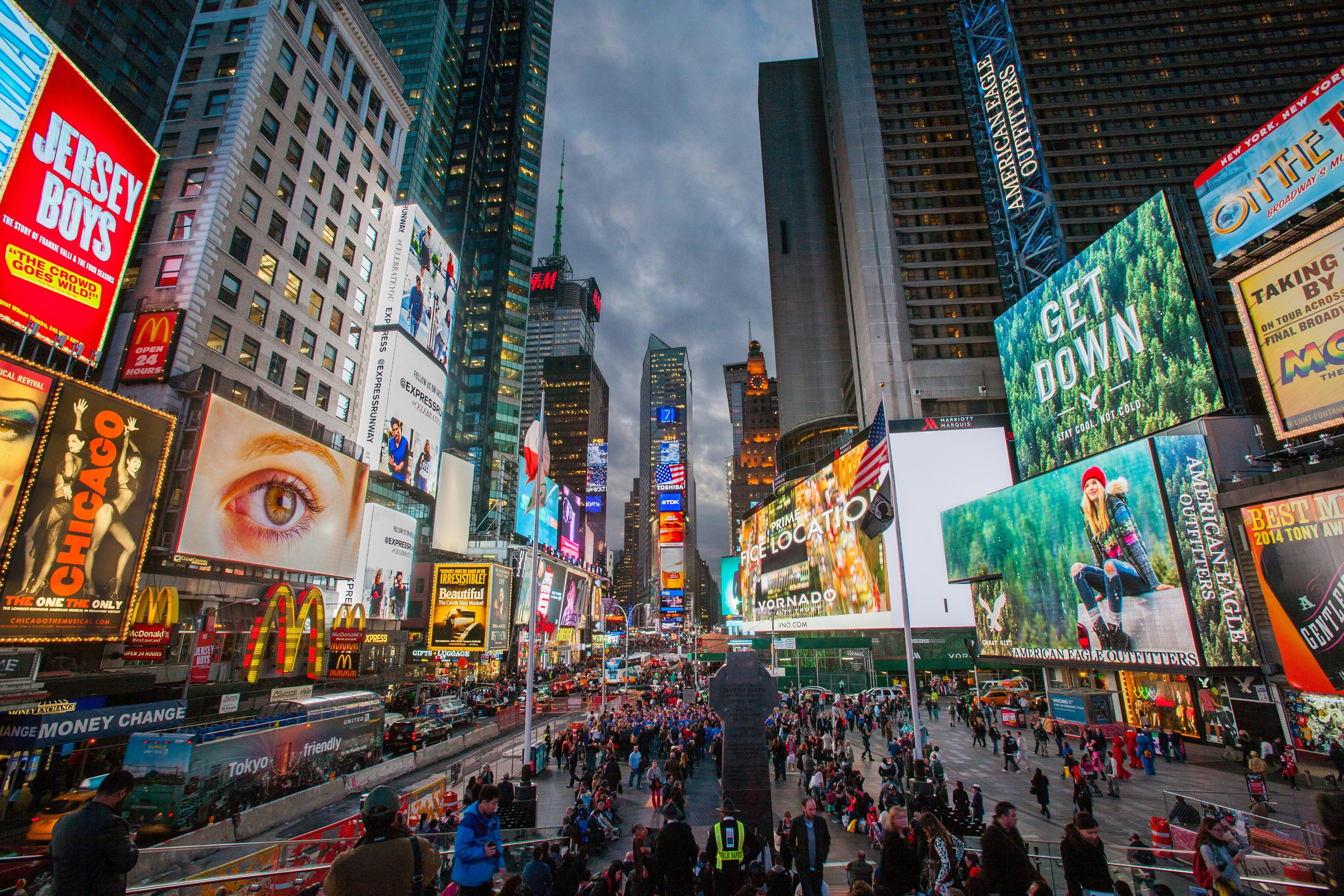 Times Square at dusk