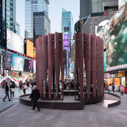 Large architectural sculpture in Times Square
