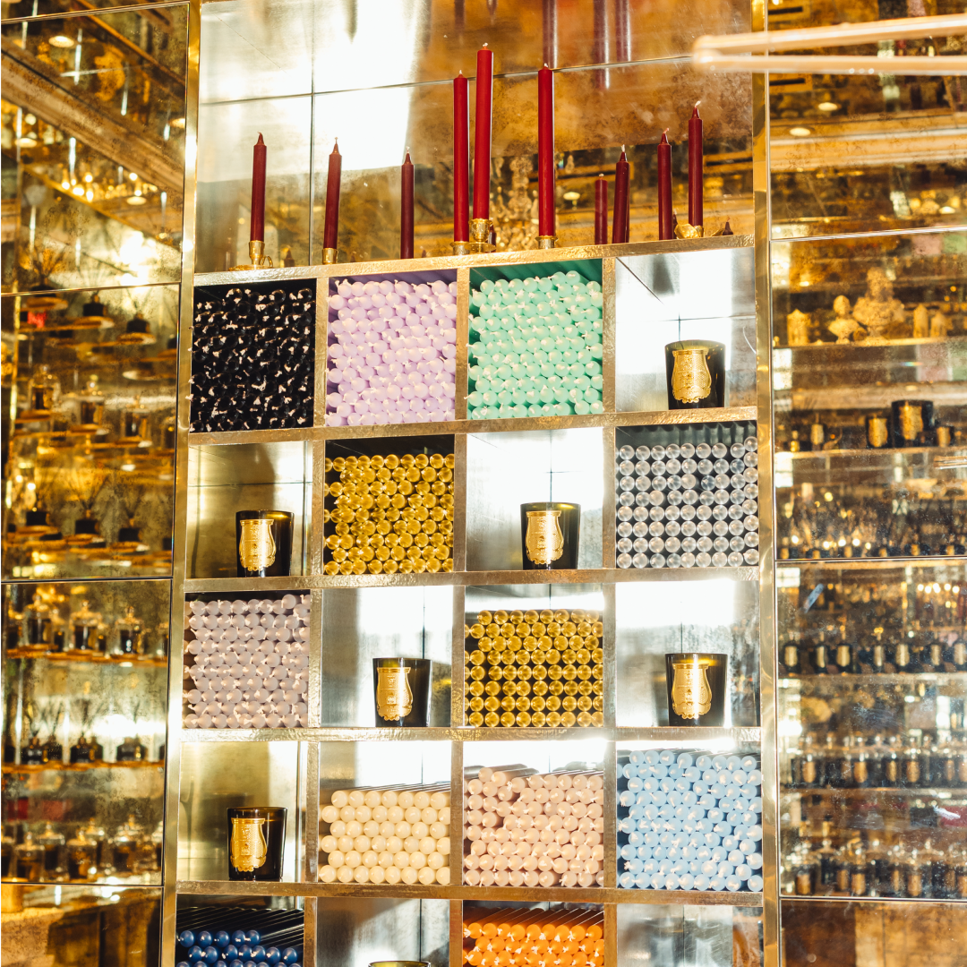 Various candles on display at Trudon at Rockefeller Center