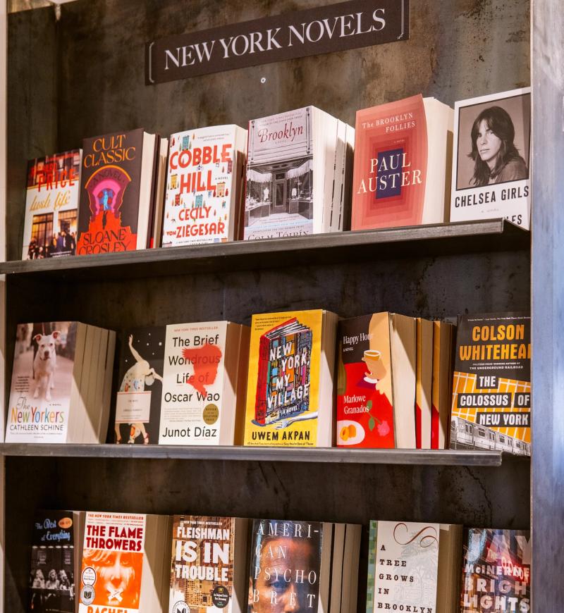 New York Novels section in McNally Jackson at Rockefeller Center