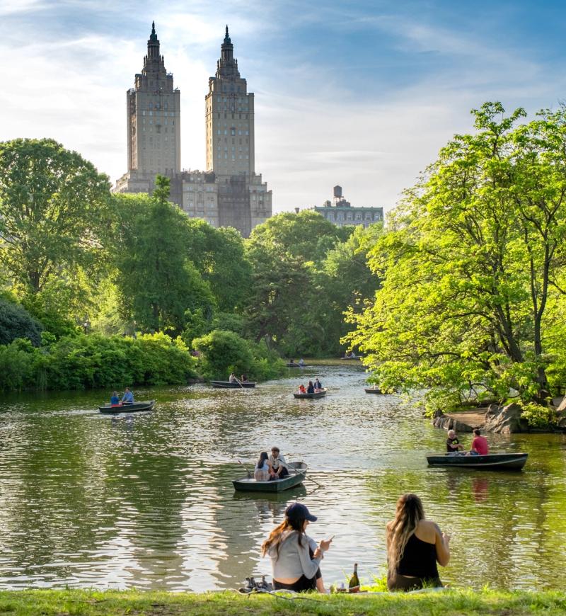 People kayaking in Central Park