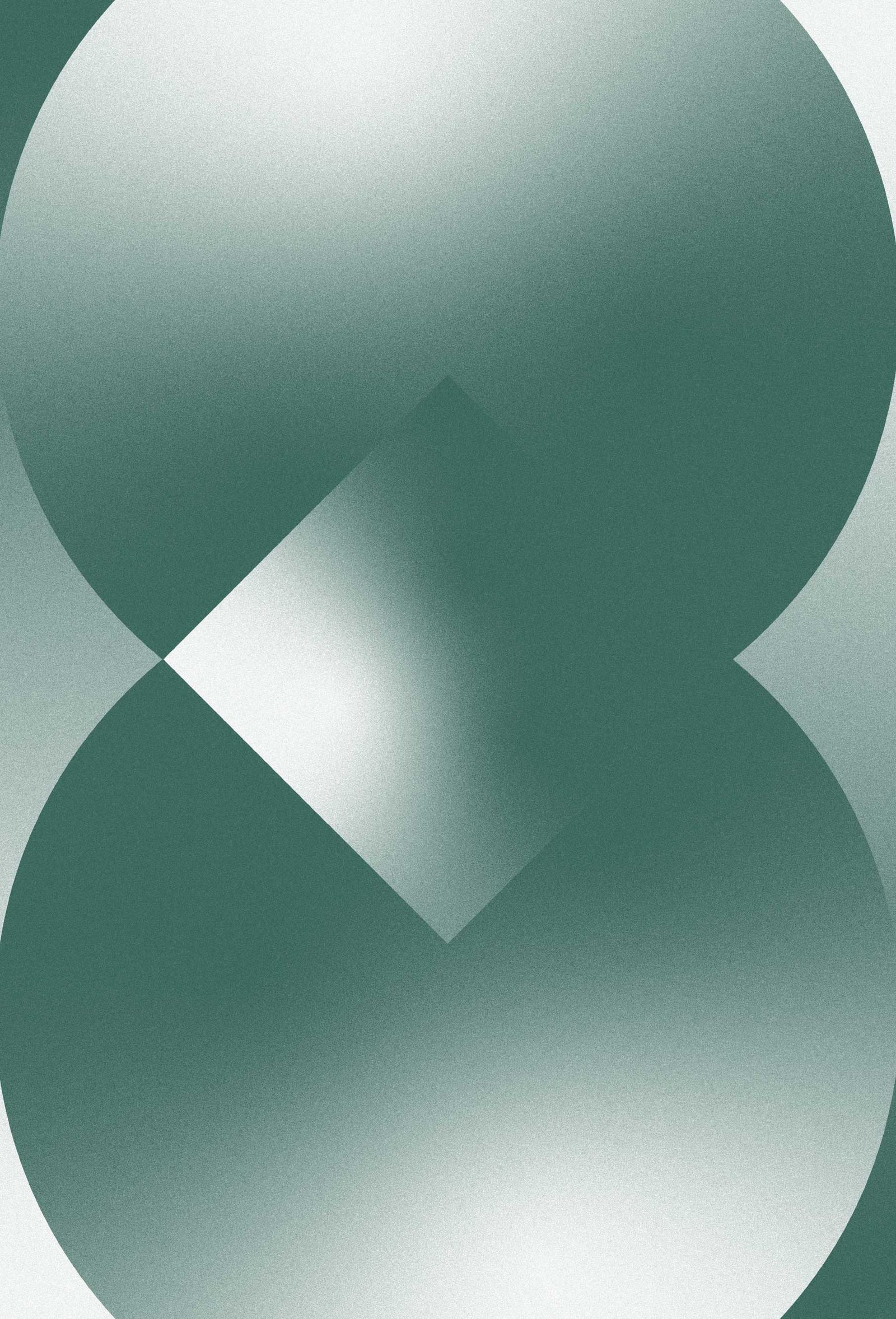 Geometric pattern of circles and a triangle in green