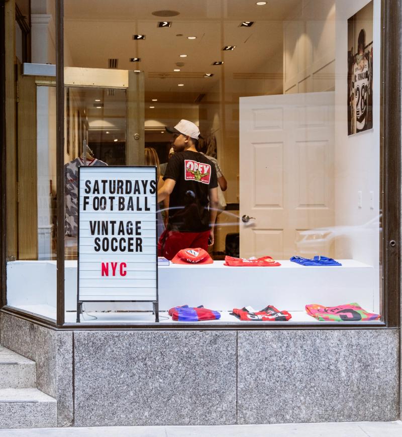 Window display at Saturdays Football at Rockefeller Center