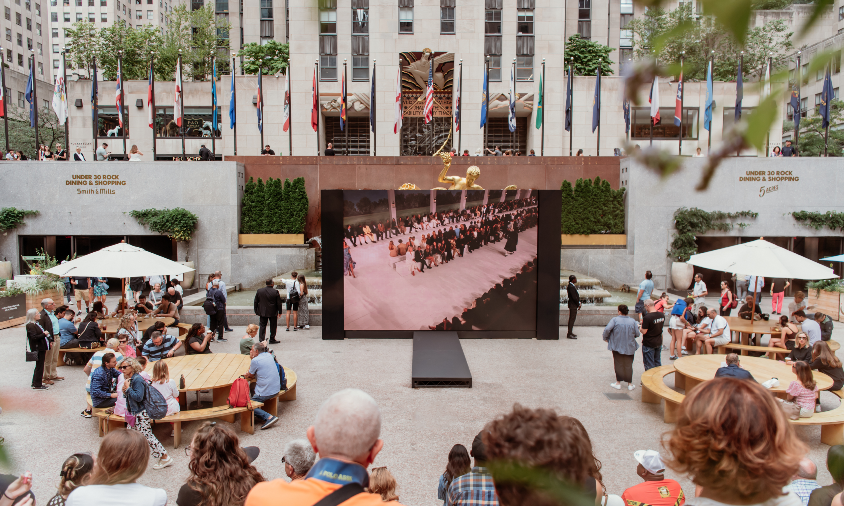 Aerial view of the 2024 NYFW screenings at The Rink