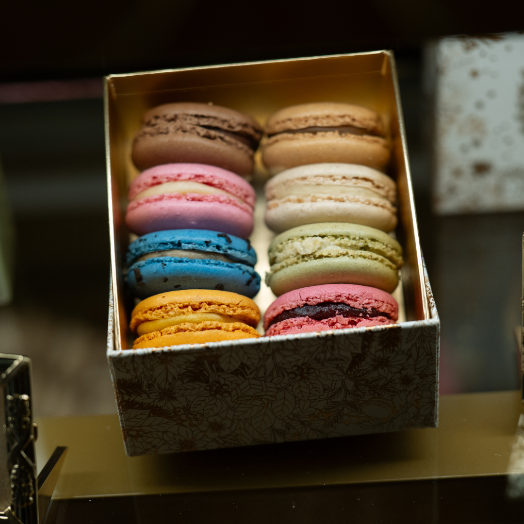 A box of eight assorted macarons from Ladurée at Rockefeller Center