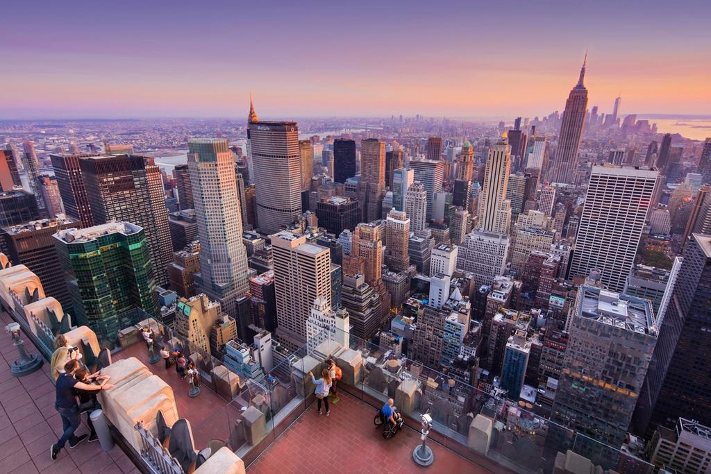 Aerial view of the New York City sunset from Top of The Rock