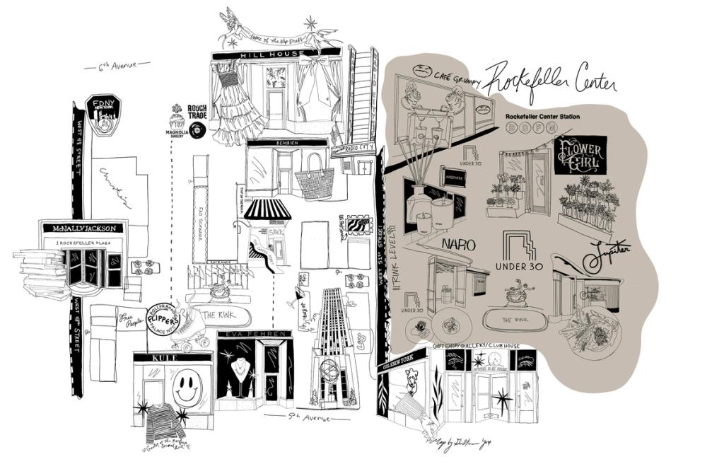 Map of women-owned businesses at Rockefeller Center designed by Mira Mariah of Girl Knew York