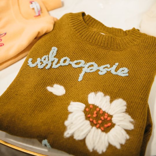 Lingua Franca Whoopsie Daisy cashmere sweater in butterscotch
