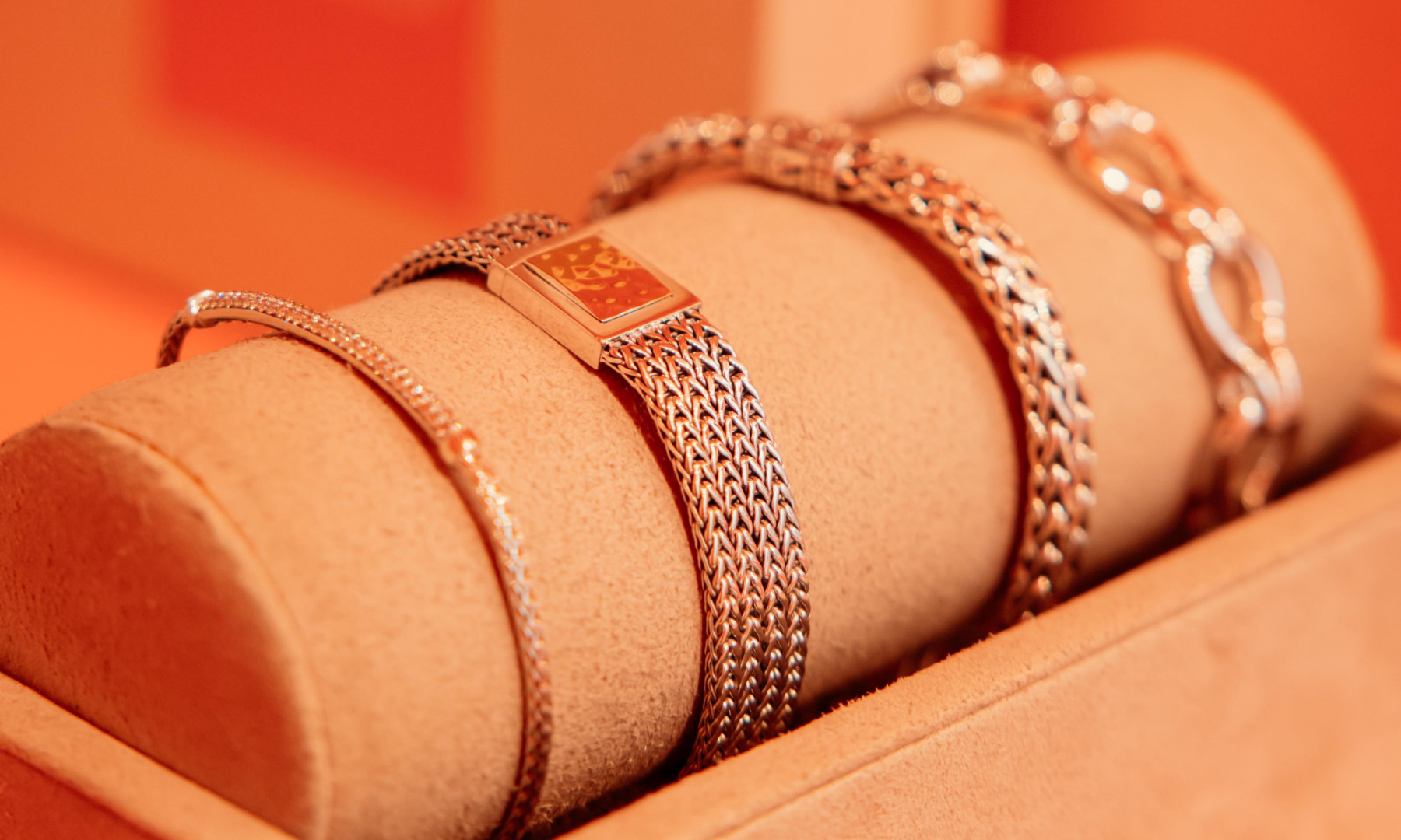 Four bracelets on display at John Hardy at Rockefeller Center