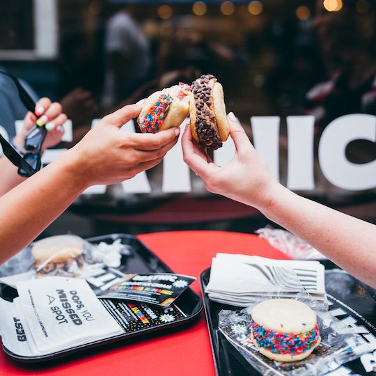 Pride ice cream sandwiches from Beatnic at Rockefeller Center