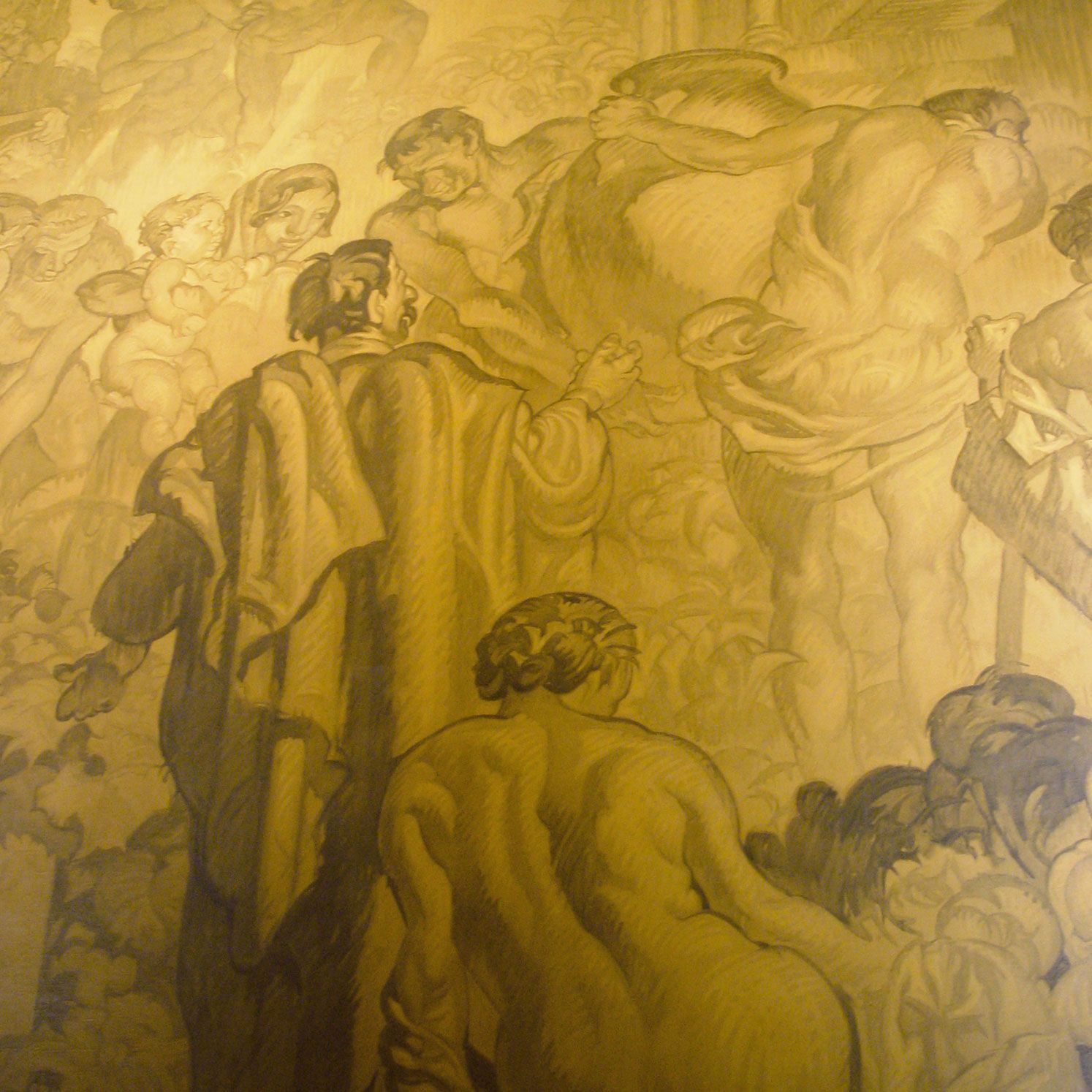 Brangwyn's South Corridor, a mural by Sir Frank Brangwyn on display in the south corridor of the main lobby in 30 Rockefeller Plaza.