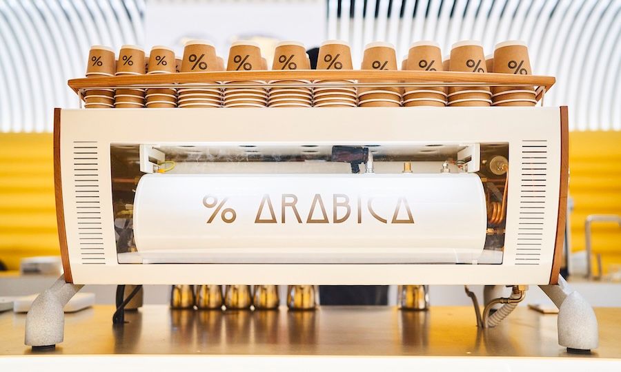 Artisanal coffee machine at % Arabica at Rockefeller Center