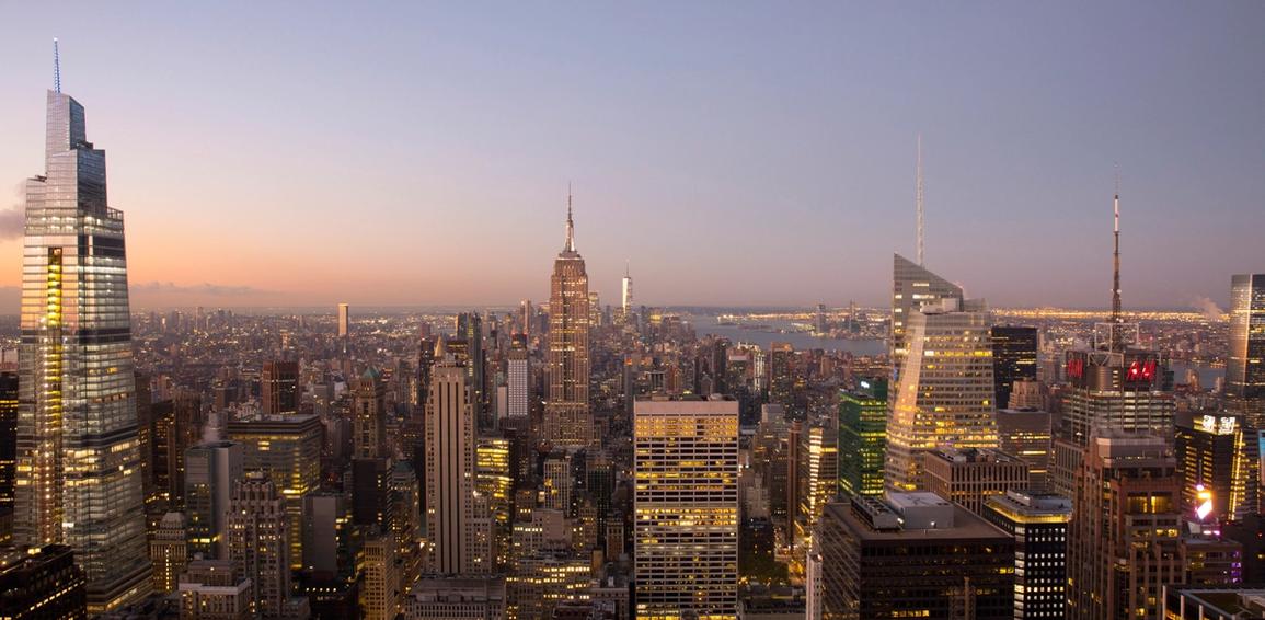 Top of the Rock nighttime view of Empire State Building