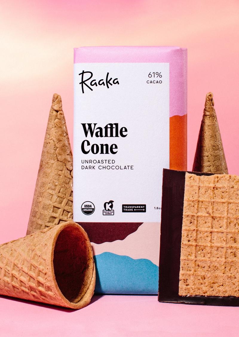 Chocolate waffle cone from Raaka