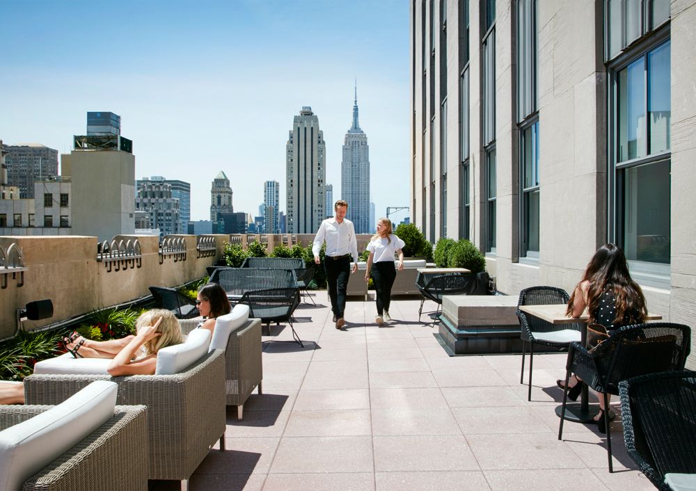 clubhouse rooftop space with people