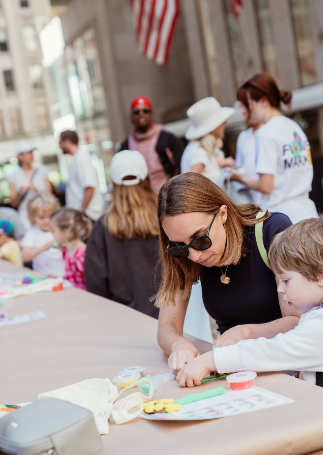 mother and child making art together
