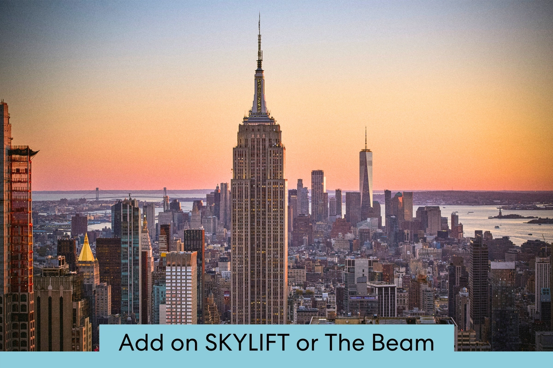 Two kids looking at the skyscrapers of Manhattan.