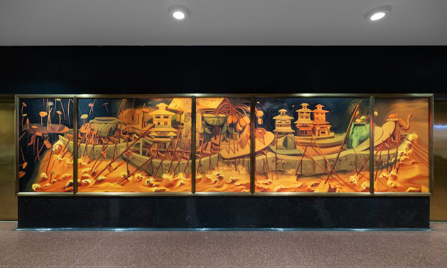 Mural by artist Dominique Fung on display at Rockefeller Center