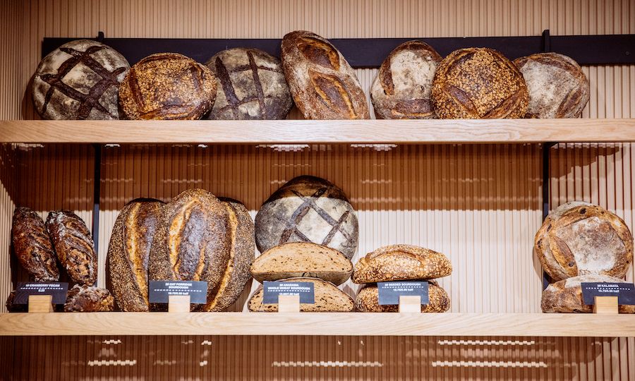 Selection of bread at The Tipsy Baker at Rockefeller Center
