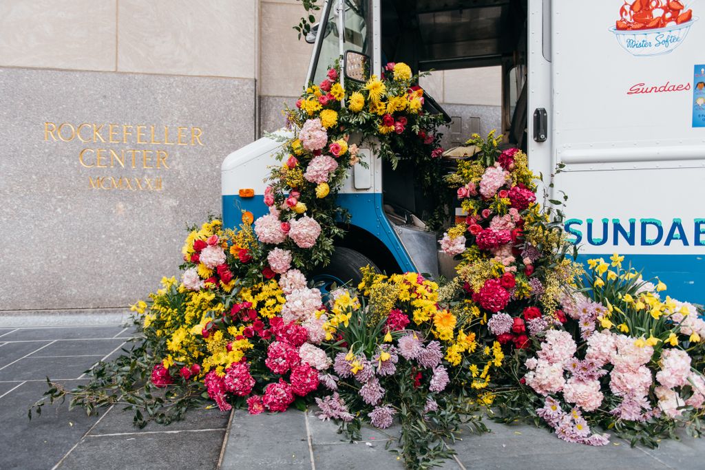 Flower Flash truck seen on Rockefeller Plaza