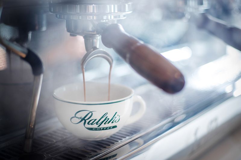 Ralph's Coffee espresso being poured