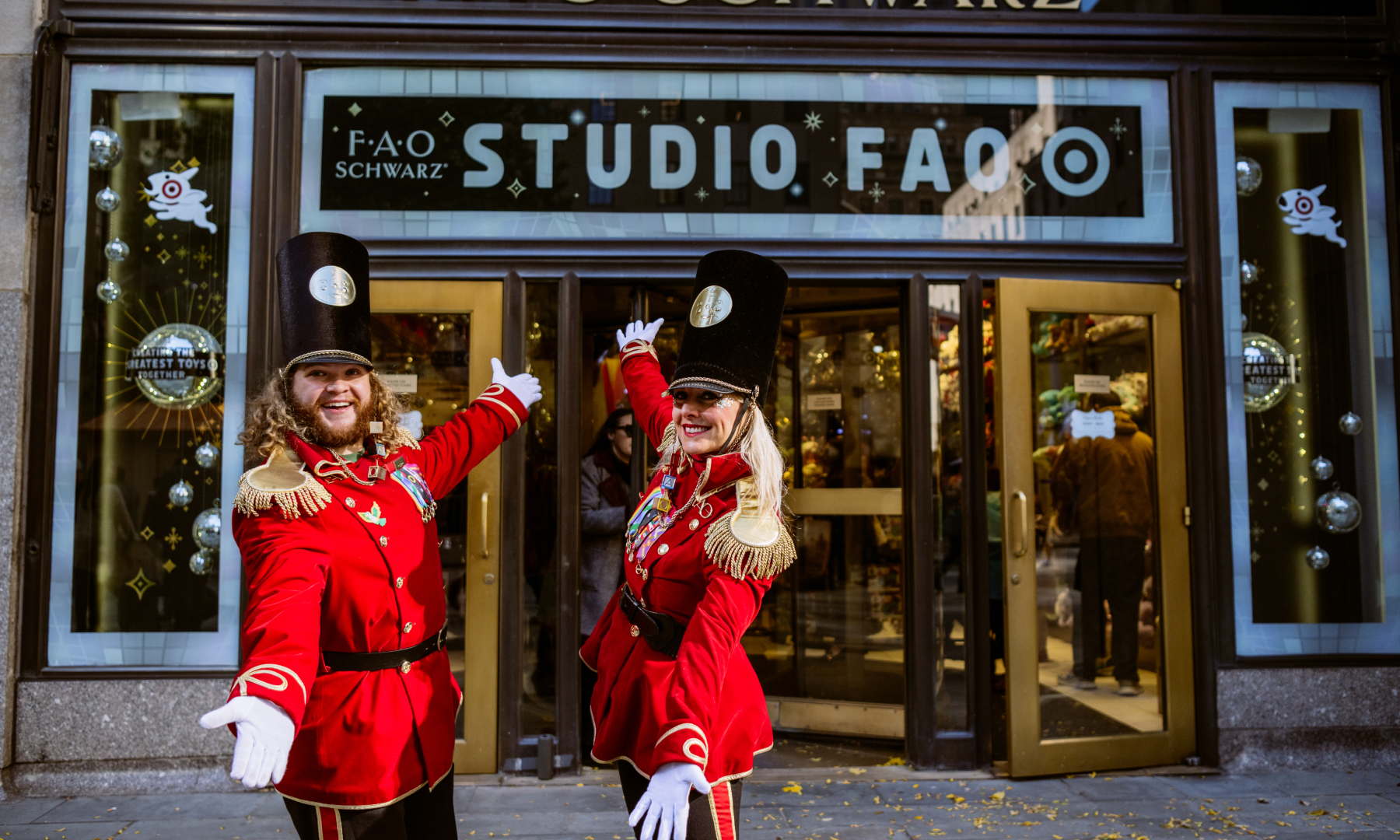 Two toy soldiers outside FAO Schwarz at Rockefeller Center