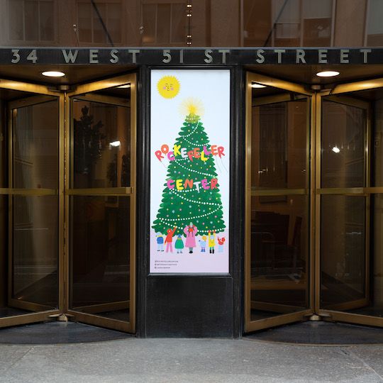 Vinyl mural by Lorraine Nam on display at Rockefeller Center