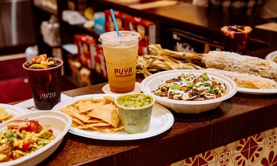 Food and drinks from Puya Tacos de Puebla at Rockefeller Center