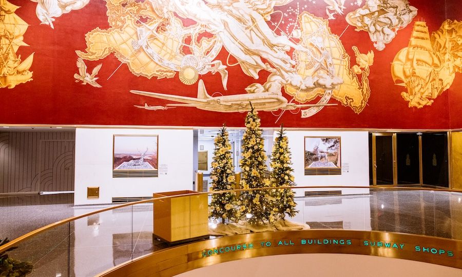 Two murals by artist Debbie Lawson on display at Rockefeller Center