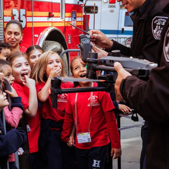 Children learning about fire safety with the FDNY