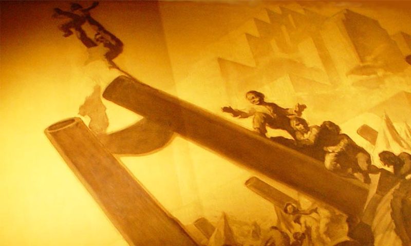 Abolition of War, a mural by Jose Maria Sert on display in the north corridor of 30 Rockefeller Plaza.