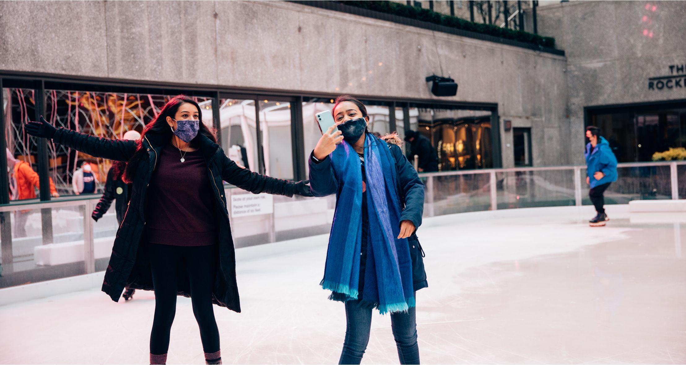 Friends taking a selfie on The Rink