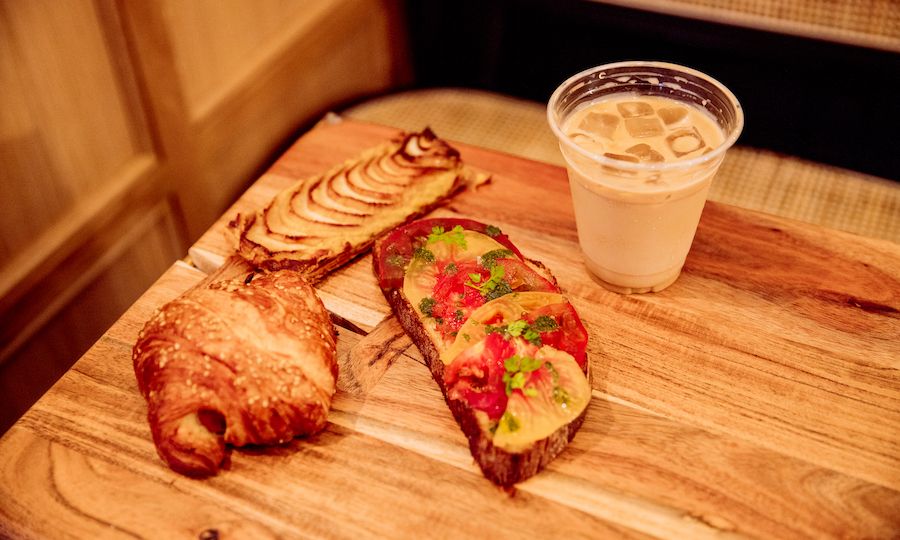 Breakfast pastries and an iced coffee from The Tipsy Baker at Rockefeller Center