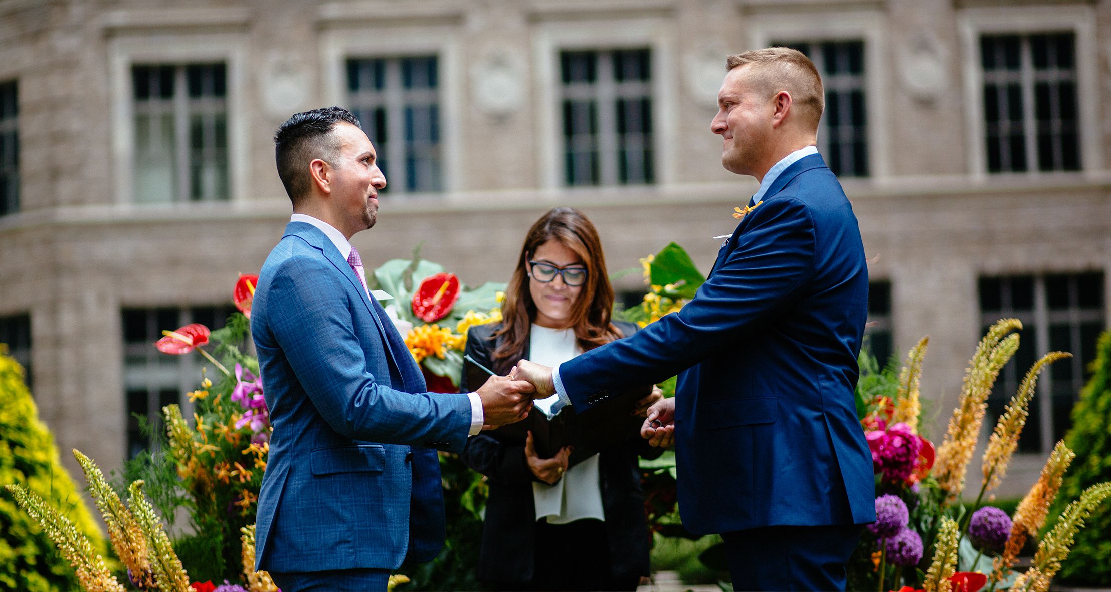 Christian and Robert exchanging vows