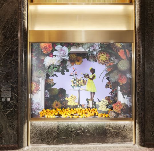 Maurice Harris' floral portrait of his niece at Rockefeller Center