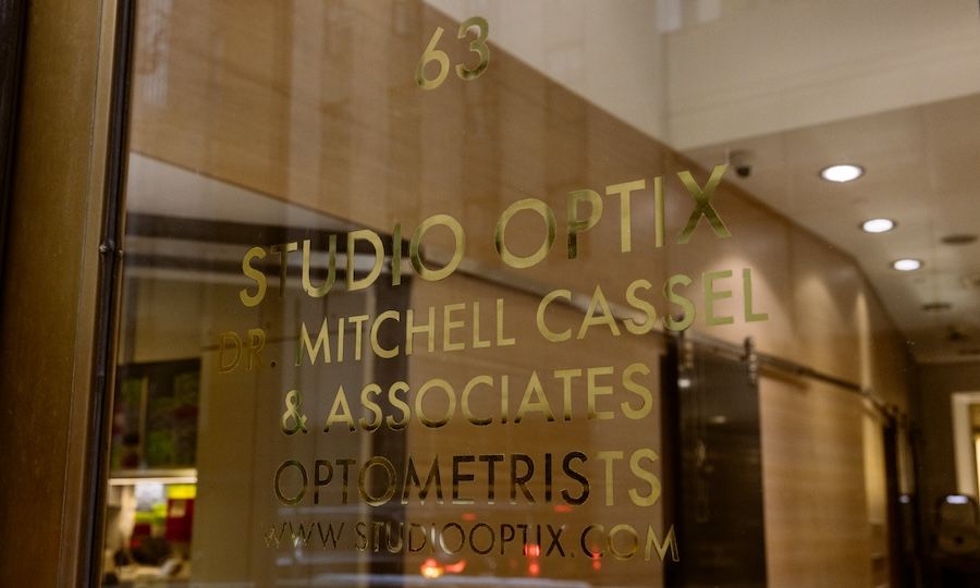 Studio Optix signage featuring Dr. Mitchell Cassel and Associates at Rockefeller Center