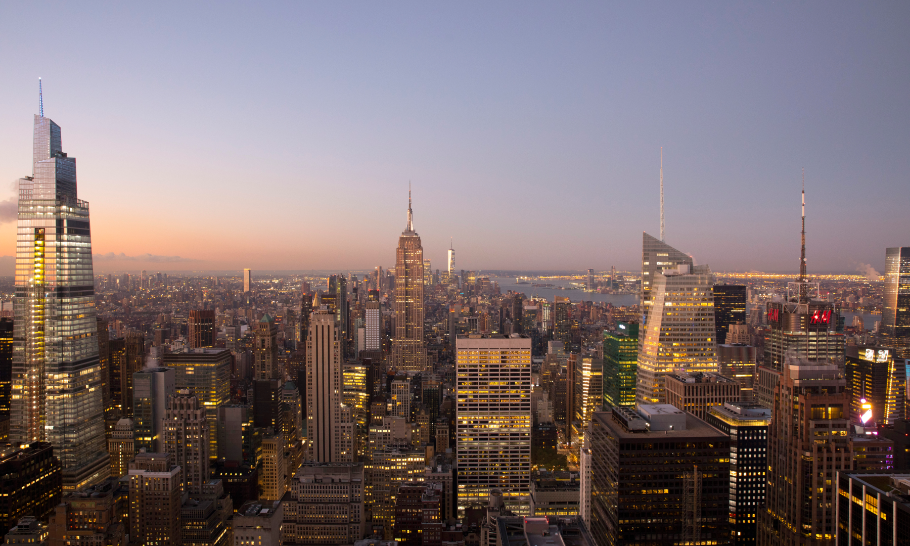 The view of New York City at sunset. from Top of the Rock