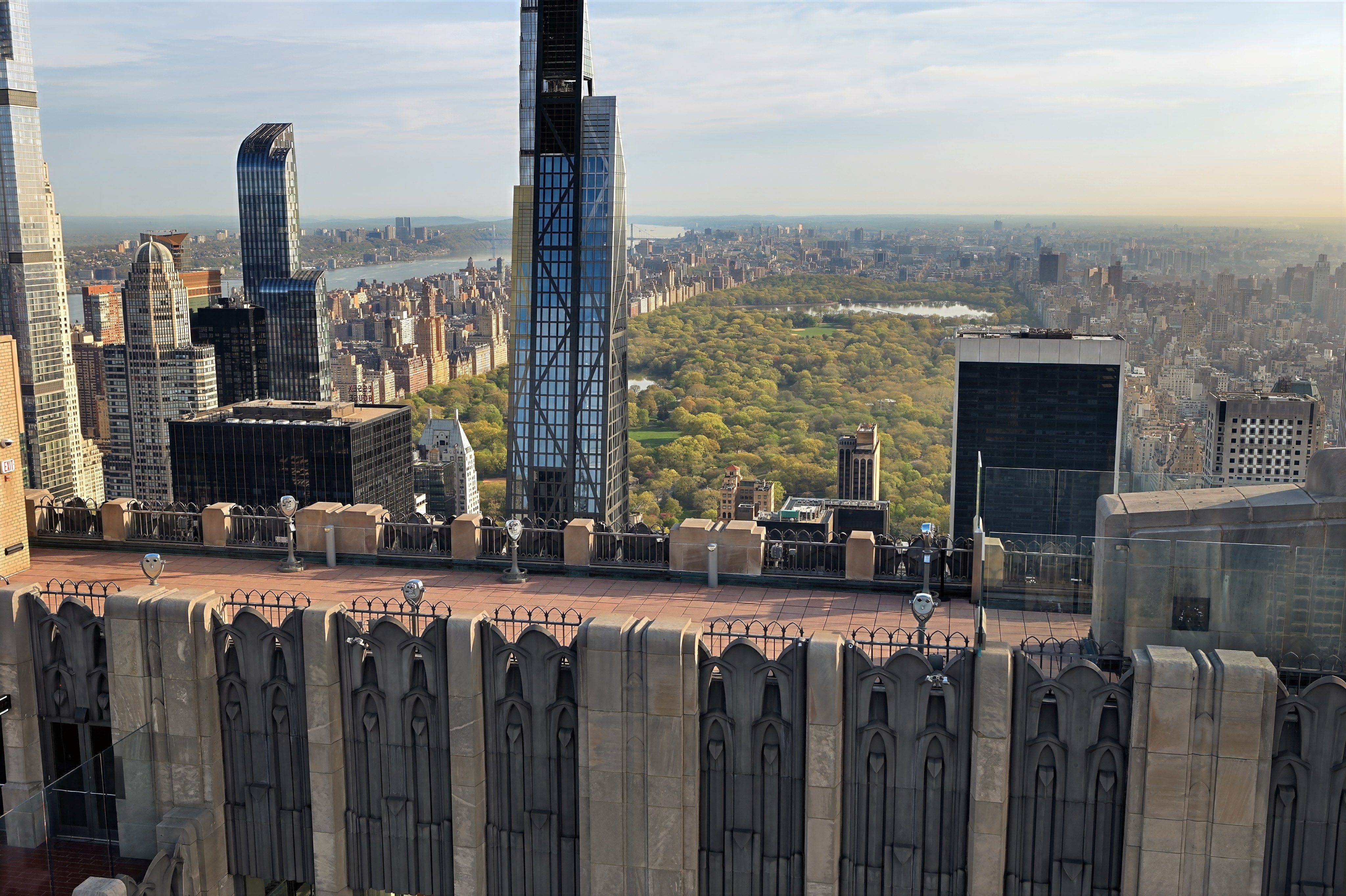 The view north over Central Park from the Top of the Rock observation deck.