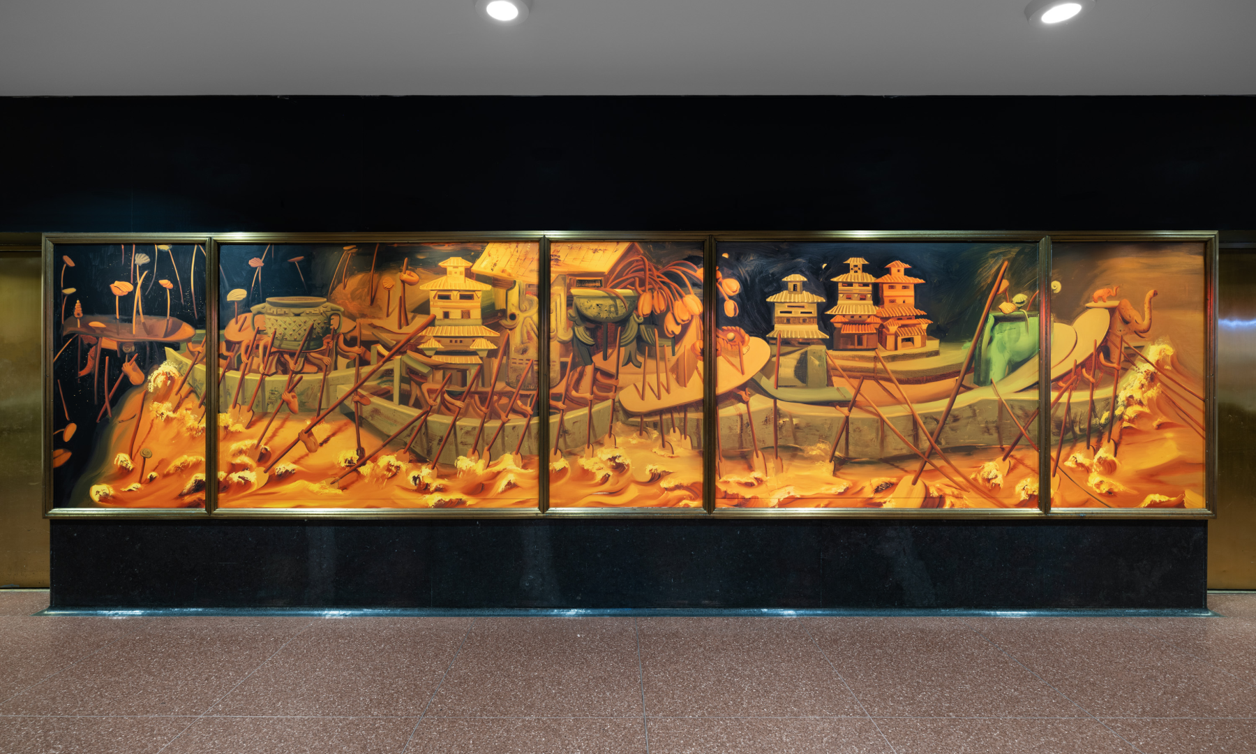 A mural by artist Dominique Fung, previously on display at Rockefeller Center