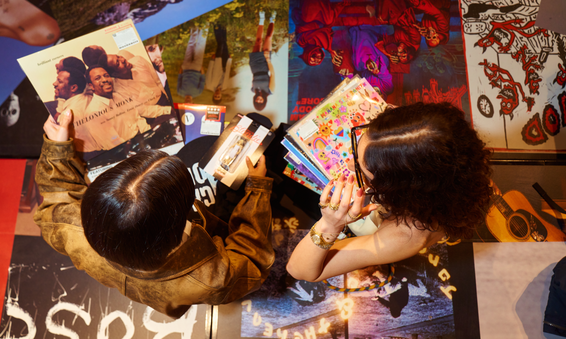 Two women browsing a selection of records at Rough Trade Below